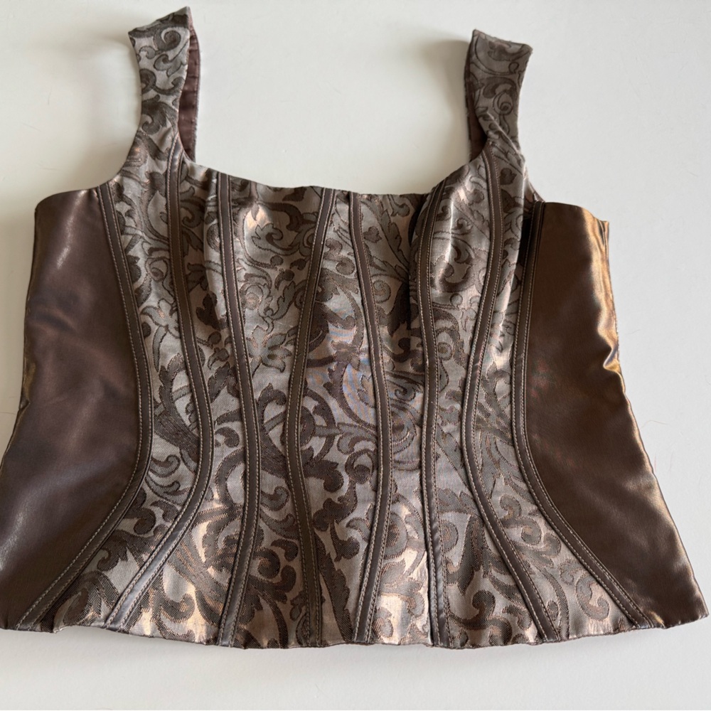 #333-9 Badgley Mischka 3 Pc Suit Bronze 8 skirt Straight, Jacket Open Front NWOT - Picture 8 of 16